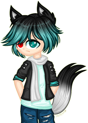 Size: 838x1168 | Tagged: safe, artist:fantarianna, oc, oc only, equestria girls, g4, clothes, frown, heterochromia, male, pants, ponied up, signature, simple background, solo, starry eyes, torn clothes, transparent background, wingding eyes