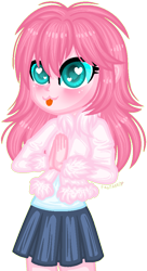 Size: 530x977 | Tagged: safe, artist:fantarianna, oc, oc only, oc:fluffle puff, equestria girls, g4, :p, blushing, clothes, equestria girls-ified, eyelashes, female, heart eyes, simple background, skirt, solo, tongue out, transparent background, wingding eyes