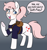 Size: 1402x1477 | Tagged: safe, artist:/d/non, nurse redheart, g4, :3, acne, backpack, blue eyes, blushing, clothes, inuyasha, pink hair, shirt, simple background, speech bubble, t-shirt, white fur, young nurse redheart, younger