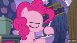 Size: 640x360 | Tagged: safe, screencap, pinkie pie, starlight glimmer, earth pony, pony, unicorn, every little thing she does, g4, season 6, animated, duo, female, flour, gif, gifs.com, mare, open mouth, smiling