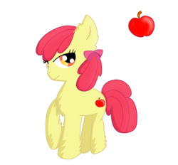 Size: 753x700 | Tagged: safe, artist:xuetuanji, apple bloom, earth pony, pony, g4, alternate cutie mark, apple, female, filly, foal, food, solo