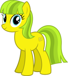 Size: 4000x4461 | Tagged: safe, artist:parclytaxel, oc, oc only, oc:lemon drop, earth pony, pony, 2023 community collab, derpibooru community collaboration, .svg available, absurd resolution, commission, earth pony oc, female, full body, hooves, looking at you, mare, multicolored mane, multicolored tail, show accurate, simple background, smiling, smiling at you, solo, standing, tail, three quarter view, transparent background, vector