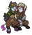 Size: 2737x2966 | Tagged: safe, artist:tass_the_bovine, oc, oc only, oc:ivana snowhoof, oc:tass, cow, earth pony, pony, yak, 2022 community collab, derpibooru community collaboration, cloven hooves, dieselpunk equestria, high res, mosin nagant, simple background, transparent background