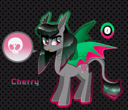 Size: 2048x1756 | Tagged: safe, artist:kaikururu, oc, oc only, bat pony, pony, bat pony oc, bat wings, polka dot background, solo, wings