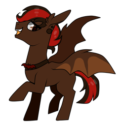 Size: 1630x1702 | Tagged: safe, artist:kaikururu, oc, oc only, bat pony, pony, bat pony oc, bat wings, ear piercing, male, open mouth, piercing, raised hoof, simple background, smiling, solo, stallion, transparent background, wings