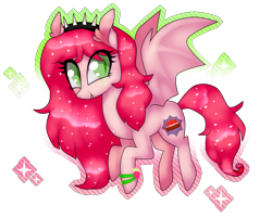 Size: 2177x1748 | Tagged: safe, artist:kaikururu, oc, oc only, bat pony, pony, bat pony oc, bat wings, bracelet, ethereal mane, eyelashes, headband, jewelry, simple background, smiling, solo, starry mane, transparent background, wings