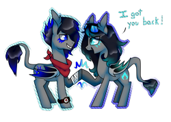 Size: 2209x1576 | Tagged: safe, artist:kaikururu, oc, oc only, bat pony, pony, bat pony oc, bat wings, female, goggles, grin, male, mare, neckerchief, raised hoof, simple background, smiling, stallion, talking, transparent background, watch, wings