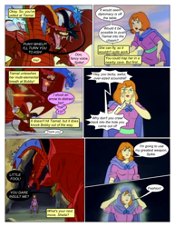 Size: 612x792 | Tagged: safe, artist:greatdinn, edit, edited screencap, screencap, dragon, human, comic:friendship is dragons, g4, barely pony related, cape, clothes, comic, implied fluttershy, implied pinkie pie, implied rarity, screencap comic
