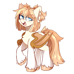 Size: 1455x1455 | Tagged: safe, artist:star-theft, oc, oc only, oc:honey milk, bat pony, pony, bat pony oc, bat wings, blue eyes, ear fluff, ear piercing, eyebrows, eyebrows visible through hair, fangs, female, folded wings, full body, mare, open mouth, open smile, piercing, raised hoof, simple background, smiling, solo, standing, tail, transparent background, unshorn fetlocks, wings