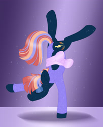 Size: 3200x3950 | Tagged: safe, artist:queenderpyturtle, oc, oc:derecho, pegasus, pony, clothes, high res, leotard, magical lesbian spawn, male, offspring, parent:night glider, parent:rainbow dash, parents:nightdash, solo, stallion