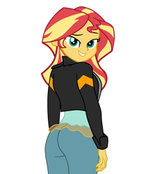 Size: 1840x2037 | Tagged: safe, artist:gmaplay, sunset shimmer, equestria girls, g4, ass, bedroom eyes, bunset shimmer, butt, seductive, seductive look, seductive pose, simple background, solo, transparent background