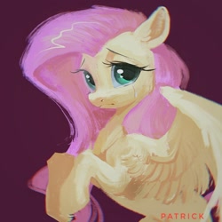 Size: 1482x1481 | Tagged: safe, artist:paipaishuaige, fluttershy, pegasus, pony, g4, crying, female, looking at you, mare, rearing, sad, simple background, solo, spread wings, wings