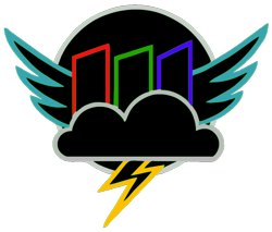 Size: 900x766 | Tagged: safe, artist:xtheblackpegasus, color edit, edit, fanfic:rainbow factory, colored, fanfic art, no pony, rainbow factory logo, vector