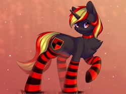 Size: 2048x1535 | Tagged: safe, artist:alphadesu, oc, oc only, pony, unicorn, clothes, socks, solo, striped socks