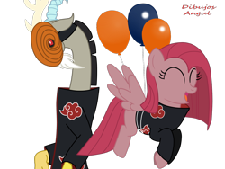 Size: 1600x1200 | Tagged: safe, artist:1mber_angul, artist:j5a4, discord, oc, oc:surprise, pegasus, pony, g4, akatsuki, clothes, cosplay, costume, mask, naruto: shippūden, pose, simple background, transparent background