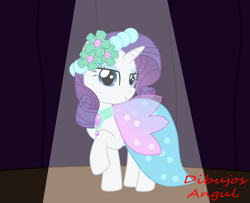 Size: 1280x1040 | Tagged: safe, artist:1mber_angul, rarity, pony, unicorn, g4, act, beautiful, clothes, curtains, dress, fashion, modeling, show