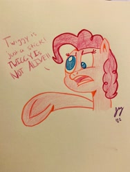 Size: 3024x4032 | Tagged: safe, artist:jesslmc16, pinkie pie, twiggy, earth pony, pony, g4, the maud couple, colored markers, colored pencil drawing, elmo, sesame street, solo, traditional art
