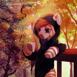 Size: 2048x2048 | Tagged: safe, artist:tingsan, oc, oc only, zebra, clothes, high res, hoodie, solo, tree, zebra oc