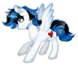 Size: 2121x1777 | Tagged: safe, artist:kaikururu, oc, oc only, pegasus, pony, ear piercing, earring, grin, jewelry, male, pegasus oc, piercing, raised hoof, simple background, smiling, solo, stallion, transparent background, wings