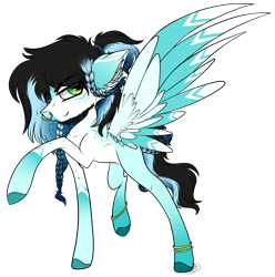 Size: 2489x2505 | Tagged: safe, artist:beamybutt, oc, oc only, pegasus, pony, bracelet, ear fluff, eye clipping through hair, high res, jewelry, male, nose piercing, nose ring, pegasus oc, piercing, raised hoof, simple background, solo, stallion, transparent background, wings