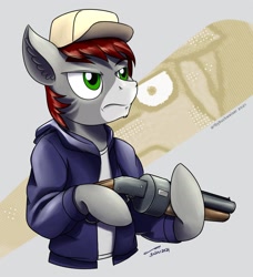 Size: 1920x2102 | Tagged: safe, artist:buckweiser, oc, oc:khaki-cap, earth pony, pony, commission, gun, scattergun, scout (tf2), solo, team fortress 2, ych result