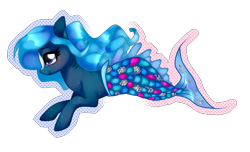 Size: 2445x1483 | Tagged: safe, artist:kaikururu, oc, oc only, merpony, pony, blushing, eyelashes, female, mare, simple background, solo, transparent background