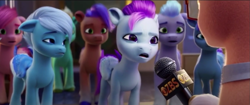 Size: 1297x544 | Tagged: safe, screencap, pegasus, pony, g5, my little pony: a new generation, spoiler:my little pony: a new generation, female, male, mare, microphone, stallion, unnamed character, unnamed pony