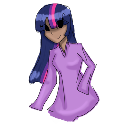 Size: 2500x2500 | Tagged: safe, artist:nitlynjane, twilight sparkle, human, g4, dark skin, delicious flat chest, doodle, eye clipping through hair, female, flatlight sparkle, high res, humanized, looking at you, png, simple background, smiling, smiling at you, solo, transparent background