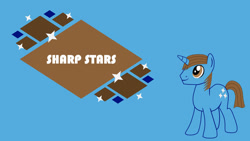 Size: 1280x720 | Tagged: safe, artist:ncolque, edit, editor:quoterific, screencap, vector edit, oc, oc:sharp stars, pony, unicorn, board, male, solo, stallion, vector, wallpaper