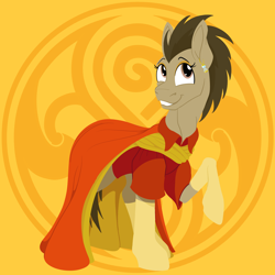 Size: 2200x2200 | Tagged: safe, artist:sixes&sevens, doctor whooves, time turner, earth pony, pony, g4, clothes, crossdressing, doctor who, dress, ear piercing, earring, eyelashes, eyeshadow, high res, jewelry, makeup, male, piercing, raised hoof, seal of rassilon, socks, solo, stallion, the doctor