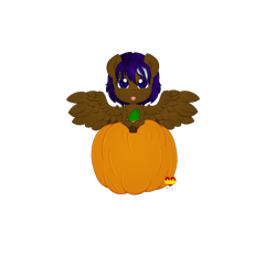 Size: 2000x2000 | Tagged: safe, oc, oc only, oc:static dust, pegasus, pony, :p, chibi, high res, pumpkin, simple background, solo, tongue out, transparent background