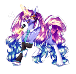 Size: 2680x2608 | Tagged: safe, artist:honeybbear, pony, unicorn, anime, hatsune miku, high res, magic, ponified, simple background, solo, transparent background, vocaloid