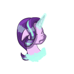 Size: 2500x2500 | Tagged: safe, artist:nitlynjane, starlight glimmer, pony, unicorn, g4, bust, eyes closed, floppy ears, glowing, glowing horn, head only, high res, horn, magic, magic aura, reformed starlight, simple background, spell gone wrong, transparent background