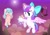 Size: 3067x2125 | Tagged: safe, artist:aleximusprime, cozy glow, princess flurry heart, alicorn, pegasus, pony, dream of alicornication, flurry heart's story, g4, alicorn amulet, angry, belly, bow, buzzing wings, duo, glowing, glowing horn, high res, horn, magic, messy mane, safeguard bracelet, sunset, telekinesis, upgrade, wet, wet mane, wings