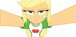 Size: 1114x545 | Tagged: safe, edit, edited screencap, screencap, applejack, camping must-haves, equestria girls, g4, my little pony equestria girls: better together, annoyed, applejacked, background removed, freckles, muscles, simple background, transparent background