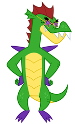 Size: 662x1080 | Tagged: artist needed, safe, edit, vector edit, garble, g4, five nights at freddy's, five nights at freddy's: security breach, male, missing accessory, montgomery gator, simple background, vector, white background