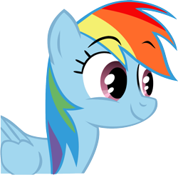Size: 1229x1203 | Tagged: safe, artist:itchykitchy, rainbow dash, pegasus, pony, g4, cute, dashabetes, eyebrows, eyebrows visible through hair, female, mare, raised eyebrows, simple background, smiling, solo, transparent background, vector