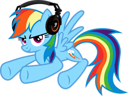 Size: 2821x2126 | Tagged: safe, artist:itchykitchy, rainbow dash, pegasus, pony, g4, female, headphones, high res, simple background, solo, transparent background, vector