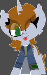 Size: 1840x2954 | Tagged: safe, artist:moonydusk, oc, oc only, oc:littlepip, pony, unicorn, fallout equestria, ;p, cute, eyes open, female, green eyes, horn, mare, ocbetes, one eye closed, pipabetes, simple background, solo, tongue out, unicorn oc