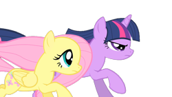 Size: 1280x720 | Tagged: safe, edit, edited screencap, screencap, fluttershy, twilight sparkle, pony, unicorn, a bird in the hoof, g4, my little pony: friendship is magic, season 1, background removed, female, mare, running, simple background, transparent background, unicorn twilight