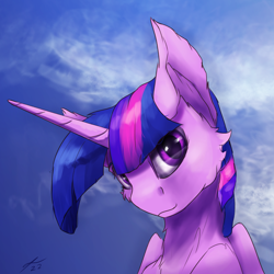 Size: 2160x2160 | Tagged: safe, artist:tenebrisnoctus, twilight sparkle, alicorn, pony, g4, bust, cheek fluff, ear fluff, female, head tilt, high res, looking at you, mare, smiling, smiling at you, solo, twilight sparkle (alicorn)