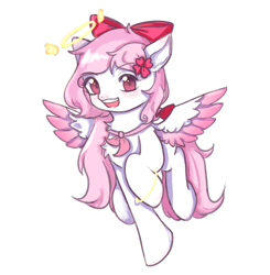 Size: 1137x1161 | Tagged: safe, artist:狸优, oc, oc only, oc:bubble cloud, pegasus, pony, bracelet, jewelry, open mouth, simple background, smiling, solo, spread wings, transparent background, wings