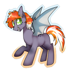 Size: 1648x1654 | Tagged: safe, artist:kaikururu, oc, oc only, bat pony, pony, bat pony oc, bat wings, grin, male, raised hoof, simple background, slit pupils, smiling, solo, stallion, transparent background, wings