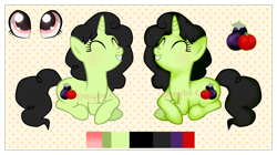 Size: 3276x1830 | Tagged: safe, artist:kaikururu, oc, oc only, pony, unicorn, duo, female, horn, mare, polka dot background, reference sheet, unicorn oc