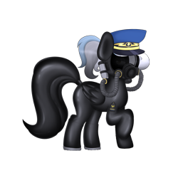 Size: 2000x2000 | Tagged: safe, artist:a_friendly_guest, part of a set, oc, oc:cloudy gale, pegasus, pony, bondage, encasement, gas mask, high res, latex, looking at you, mask, shiny, simple background, solo, transparent background, wonderbolts cap
