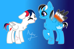 Size: 1280x842 | Tagged: safe, artist:xxaliciarainbowartxx, pegasus, pony, air france, base used, duo, klm, male, ponified