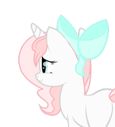 Size: 500x549 | Tagged: safe, artist:sugarcubecreationz, oc, oc only, oc:sweetheart, pony, unicorn, blue eyes, bow, butt, female, hair bow, horn, mare, plot, rear view, show accurate, simple background, smiling, solo, transparent background, two toned mane, unicorn oc