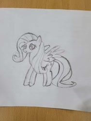 Size: 715x953 | Tagged: safe, fluttershy, pegasus, pony, g4, pencil drawing, solo, traditional art