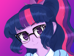 Size: 1600x1200 | Tagged: safe, artist:lostsheep, sci-twi, twilight sparkle, equestria girls, g4, female, glasses, looking at you
