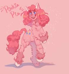 Size: 3000x3200 | Tagged: safe, artist:kiwiijoon, pinkie pie, earth pony, pony, g4, alternate design, blushing, braces, fluffy, happy, high res, open mouth, smiling, solo